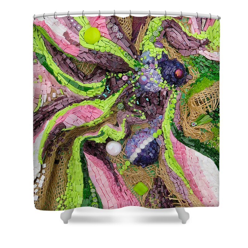 Mosaic Shower Curtain featuring the glass art Go with the flow mosaic by Adriana Zoon