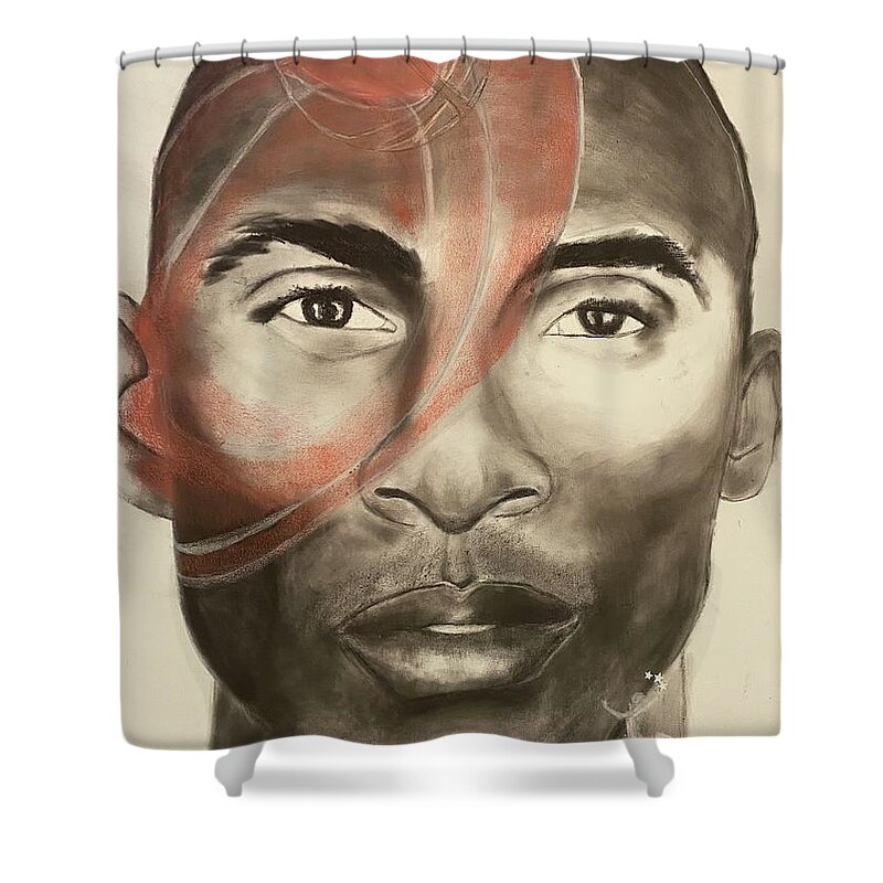  Shower Curtain featuring the mixed media G.o.a.t by Angie ONeal