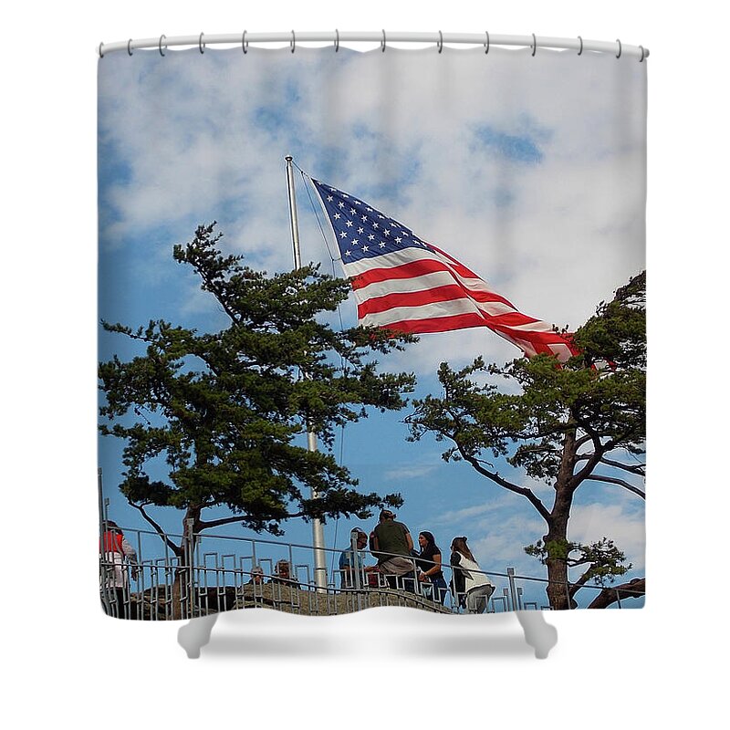 Chimney Rock Shower Curtain featuring the photograph God Bless America by Matthew Seufer