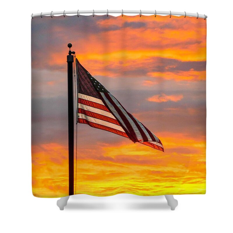 Colorful Shower Curtain featuring the photograph God Bless America by Gena Herro