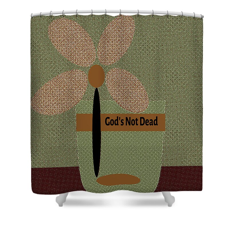 Encouragement Cards Shower Curtain featuring the digital art God Is Not Dead 41 by Miss Pet Sitter