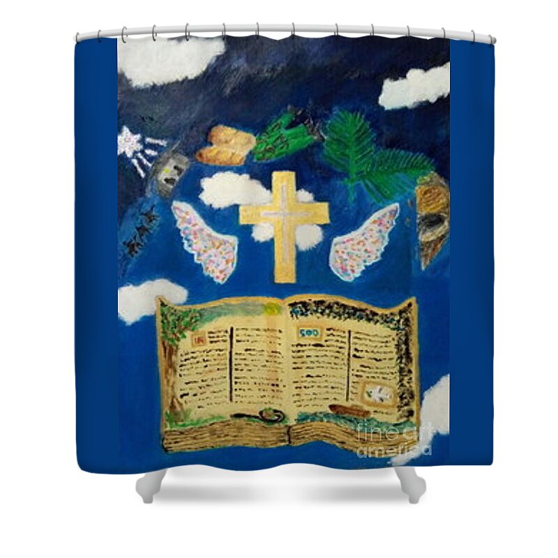 Church Shower Curtain featuring the painting God's Stories by David Westwood