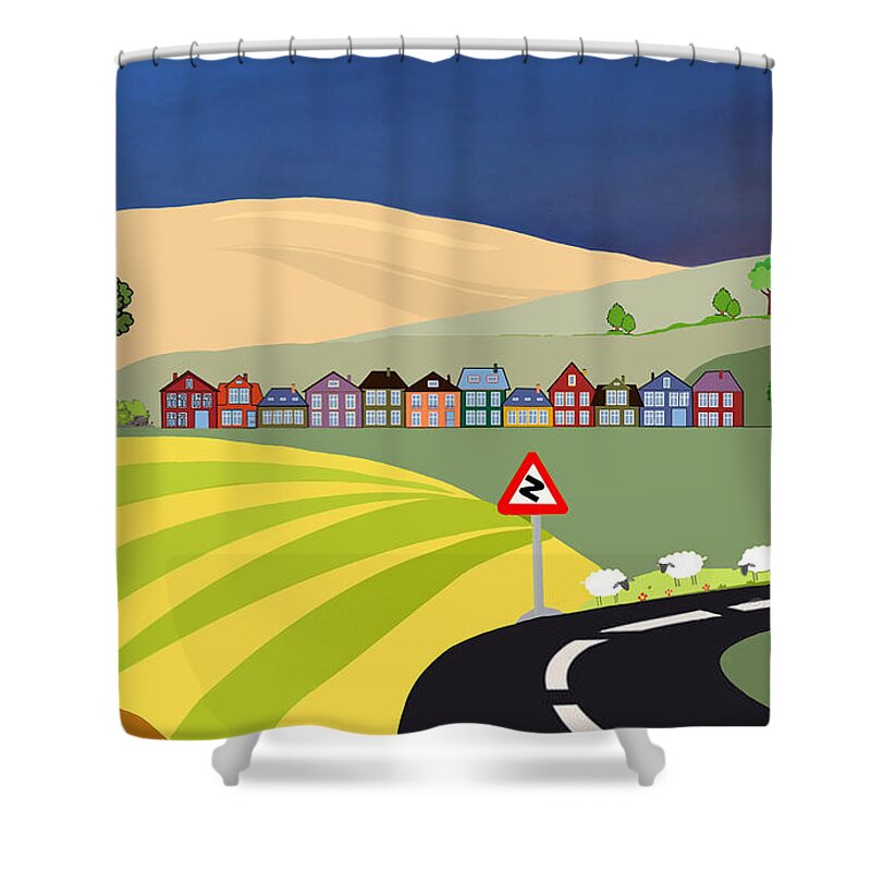 Colorful Shower Curtain featuring the digital art Going home by John Mckenzie