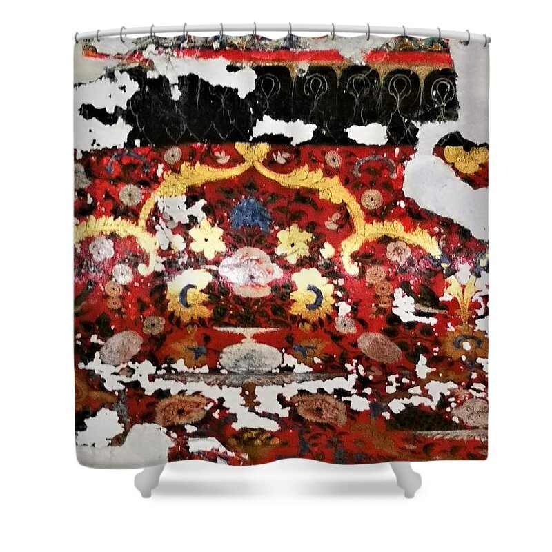 Abstract Photography Shower Curtain featuring the photograph Gold leaf by Jarek Filipowicz