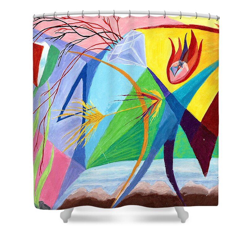 Eye Shower Curtain featuring the painting Golden Arrow by B Aswin Roshan