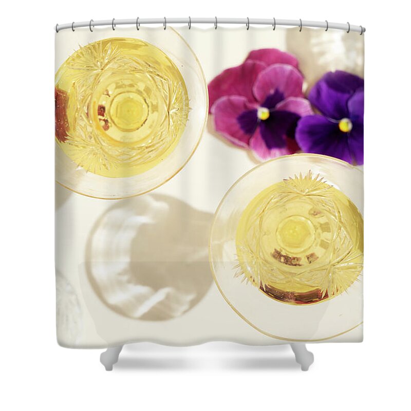Glass Shower Curtain featuring the photograph Golden Champagne by Anastasy Yarmolovich