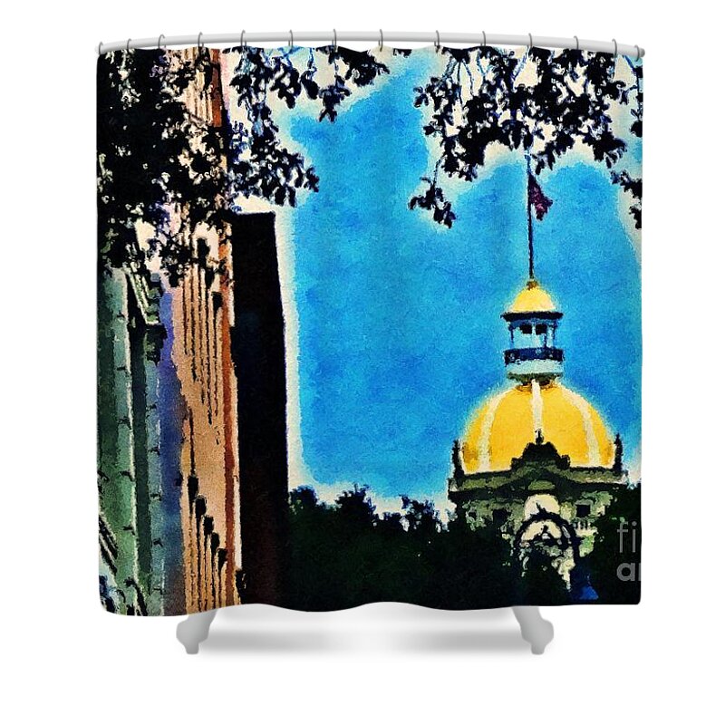 Fine Art Digital Photograph Shower Curtain featuring the photograph Golden Dome of Savannah City Hall by Aberjhani