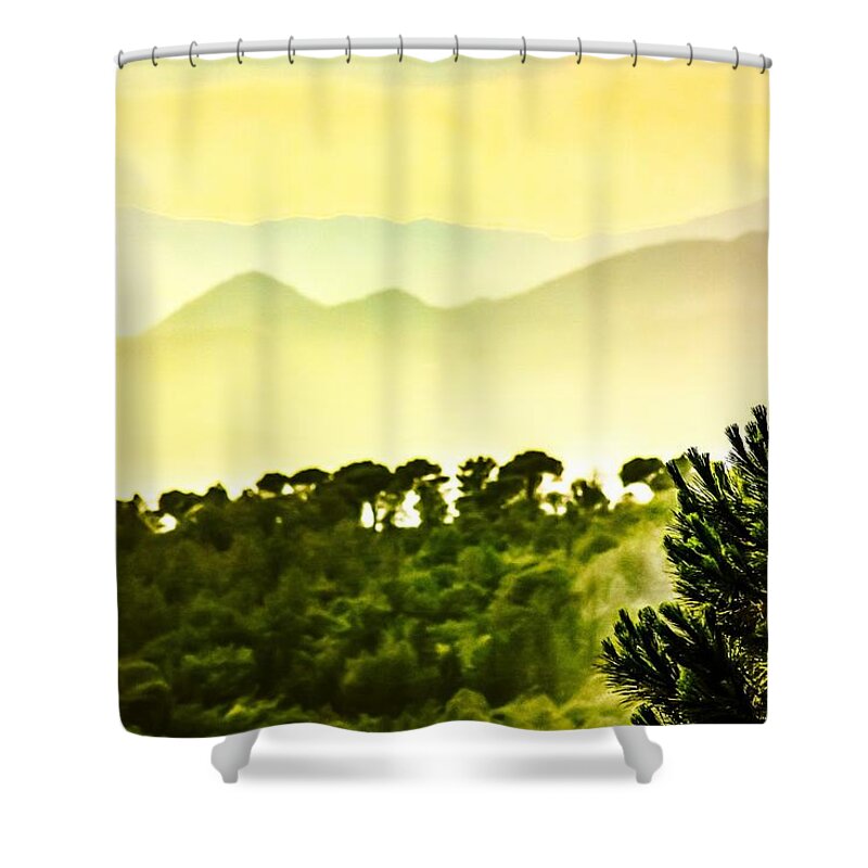 Art Shower Curtain featuring the digital art Golden Dream by Auranatura Art