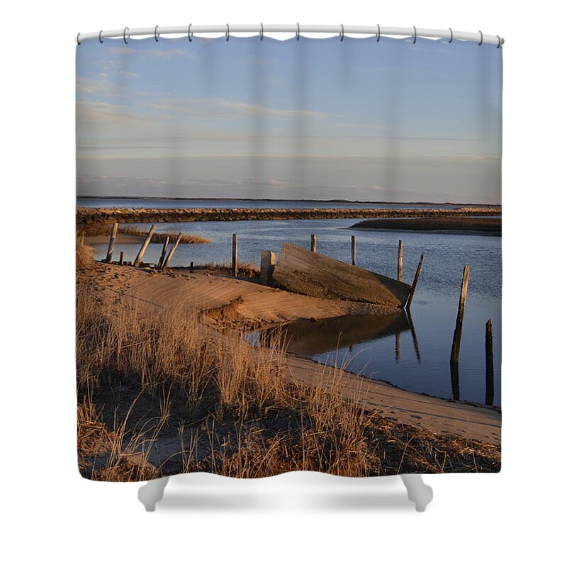 Cape Cod Shower Curtain featuring the photograph Golden End by Ellen Koplow
