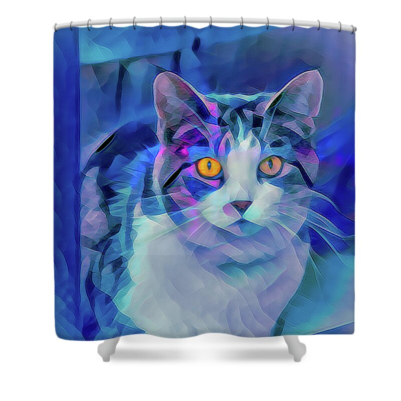 Cat Shower Curtain featuring the photograph Golden eyes by Patricia Dennis