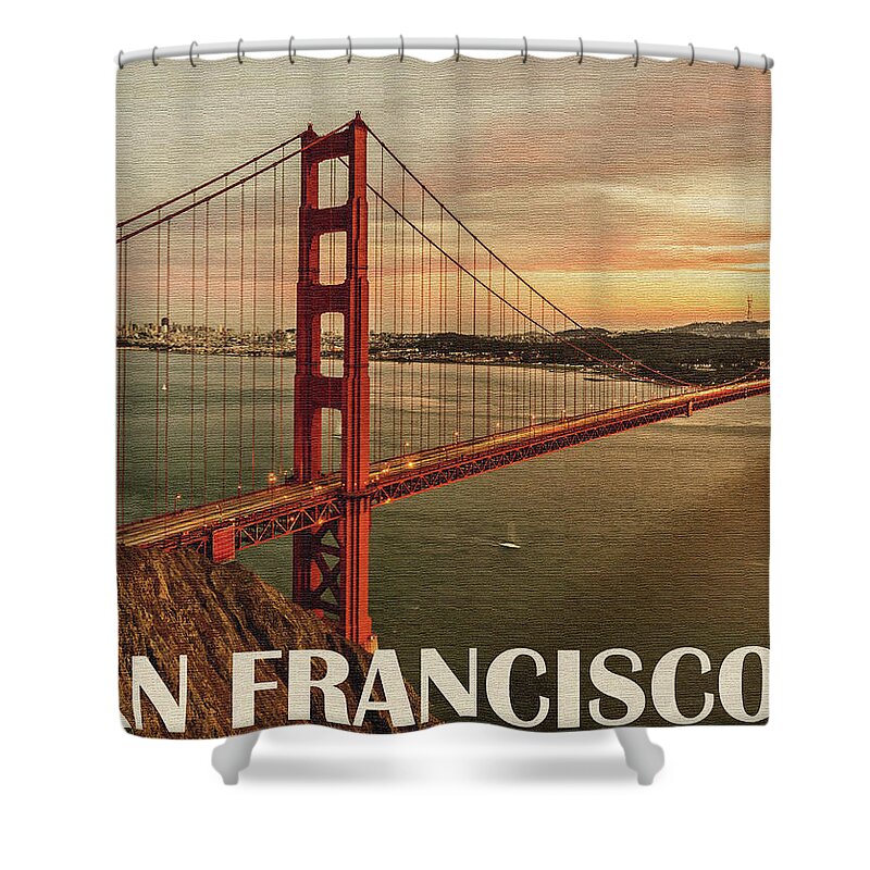 Golden Gate Bridge Shower Curtain featuring the photograph Golden Gate on Sunset by Long Shot