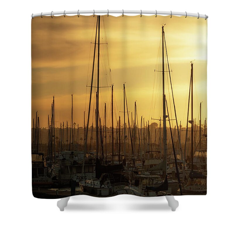 Boat Shower Curtain featuring the photograph Golden Harbor 3 by Ryan Weddle