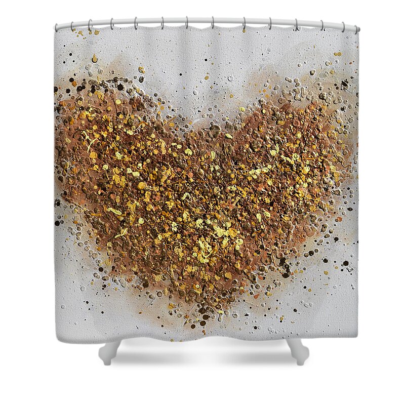 Heart Shower Curtain featuring the painting Golden Heart by Amanda Dagg