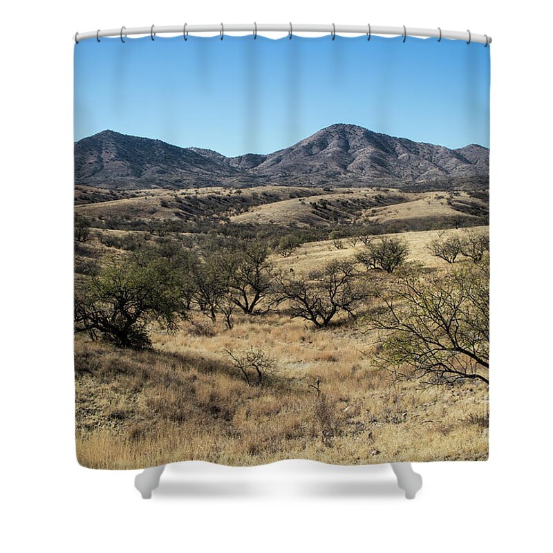 Arizona Shower Curtain featuring the photograph Golden Hills by Kathy McClure