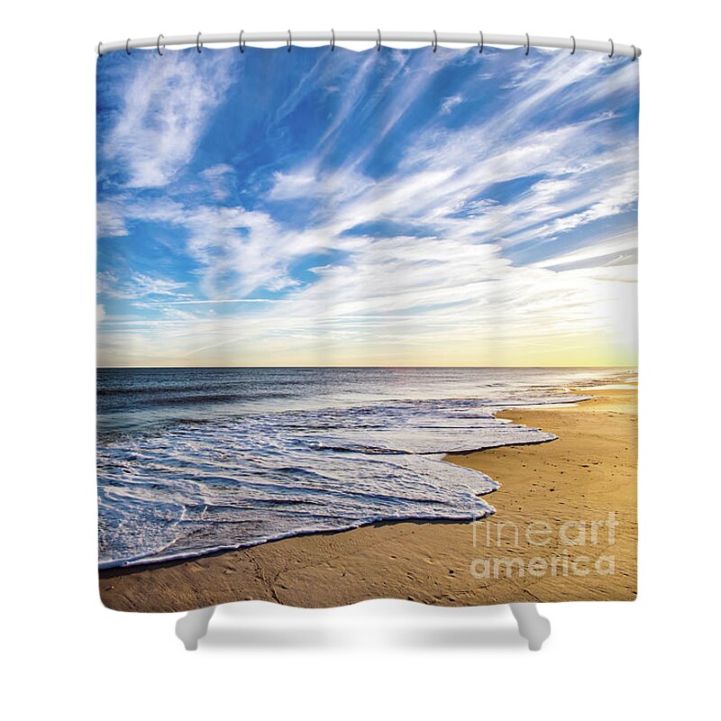 Golden Hour Shower Curtain featuring the photograph Golden Hour Beach Waves by Beachtown Views