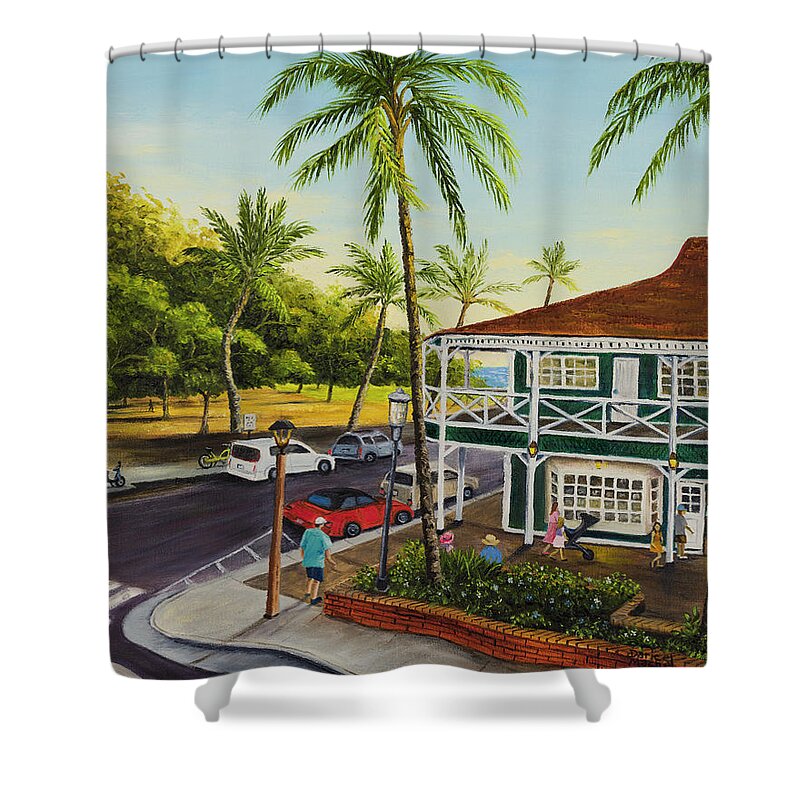 Lahaina Shower Curtain featuring the painting Golden Hour Lahaina by Darice Machel McGuire