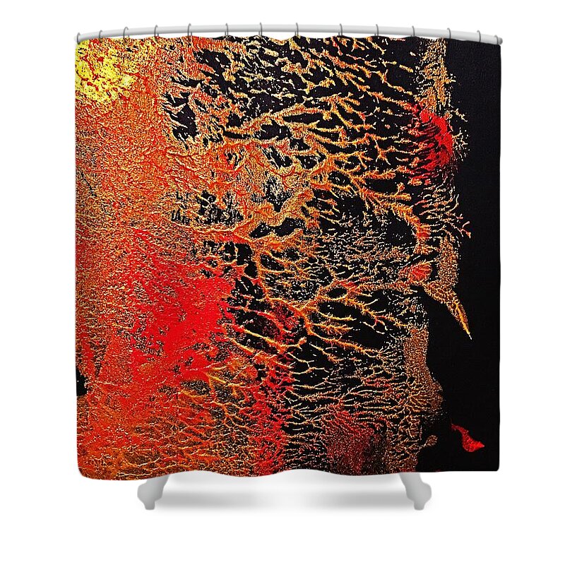 Art Shower Curtain featuring the painting Golden Moments by Tanja Leuenberger