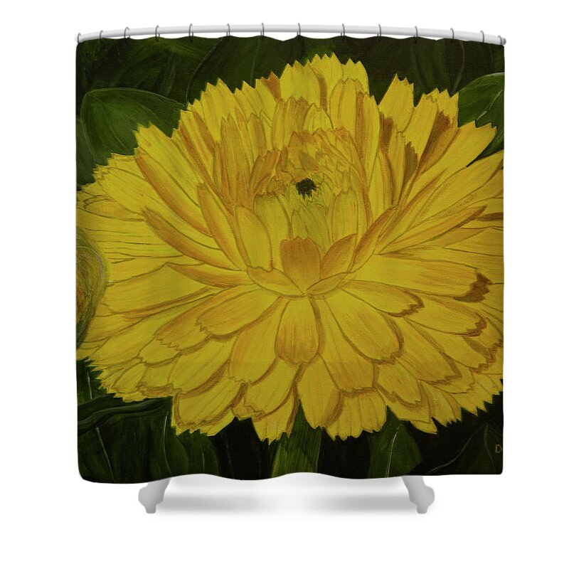 Floral Shower Curtain featuring the painting Golden Punch by Donna Manaraze