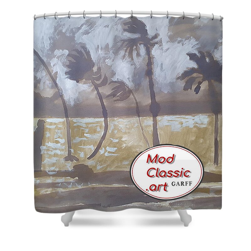 Ancient Egypt Shower Curtain featuring the painting Golden Storm ModClassic Art by Enrico Garff