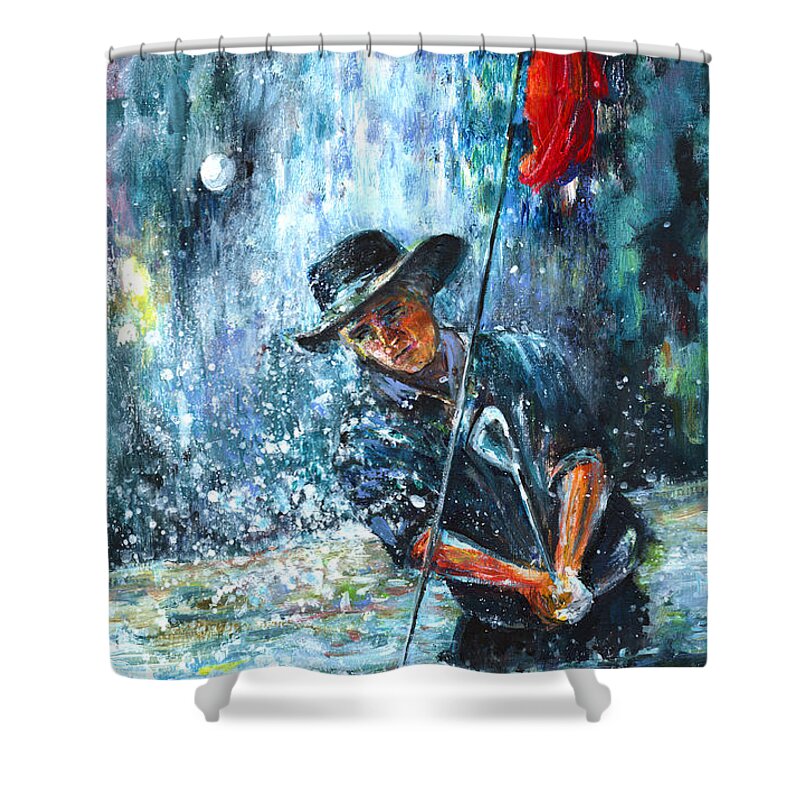 Golf Shower Curtain featuring the painting Golf Delirium Nocturnum 03 by Miki De Goodaboom
