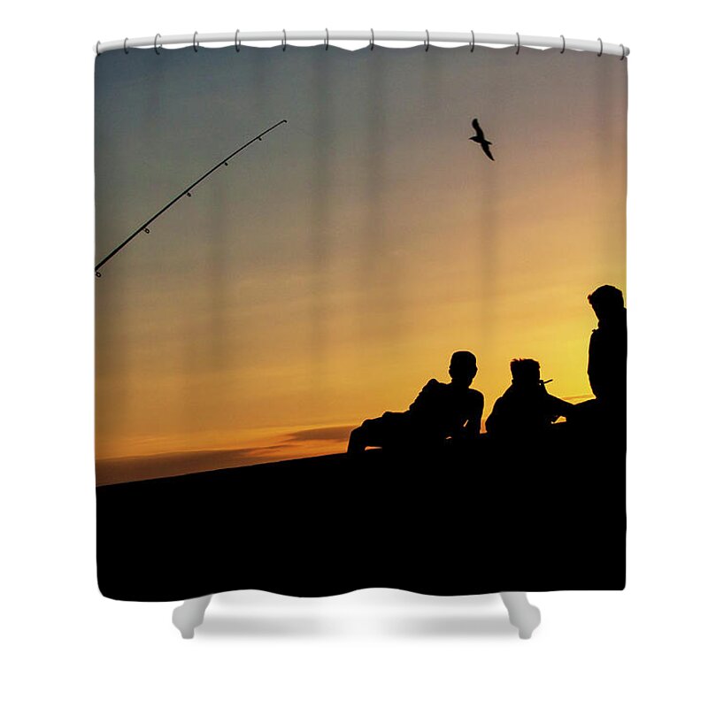 Howth Shower Curtain featuring the photograph Fishing for the Sun - Howth, Dublin by John Soffe