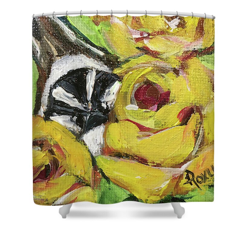 Sparrow Shower Curtain featuring the painting Good Morning Sparrow by Roxy Rich