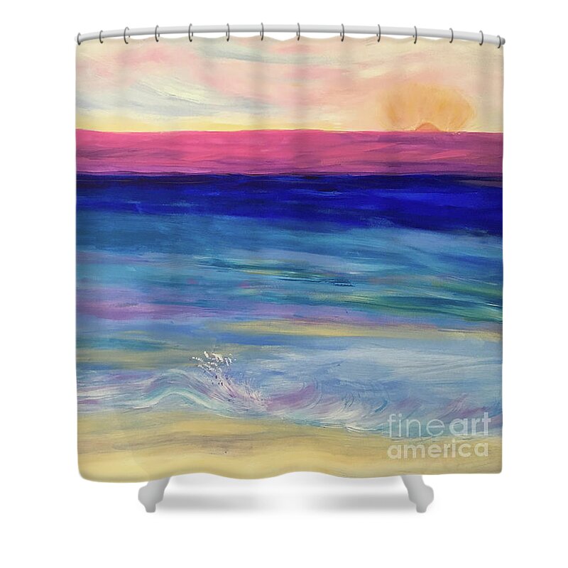 Abstract Shower Curtain featuring the painting Good Vibes Only by Robyn King