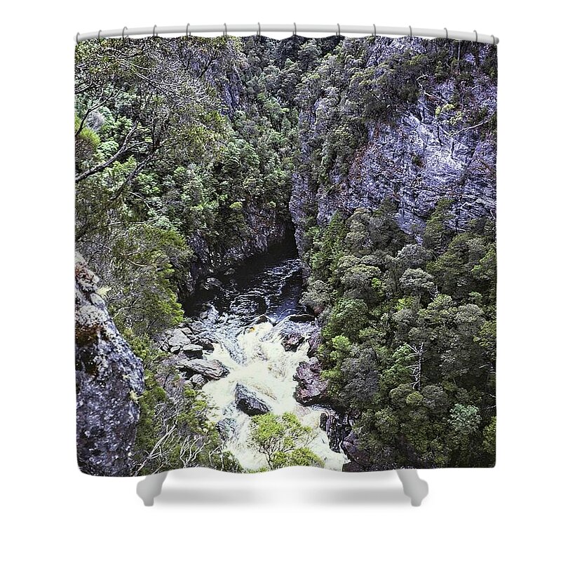 Tasmania Shower Curtain featuring the photograph Gordon Splits 4, Tasmania, Australia by Steven Ralser