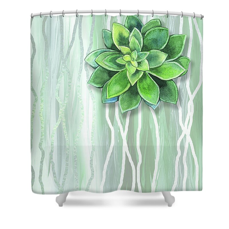 Succulent Shower Curtain featuring the painting Gorgeous Watercolor Succulent Plant Art Green And Fresh by Irina Sztukowski