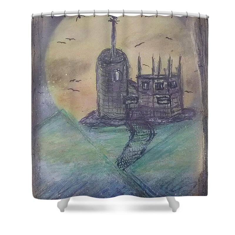 Gothic Shower Curtain featuring the painting Gothic Midnight Castle by Andrew Blitman