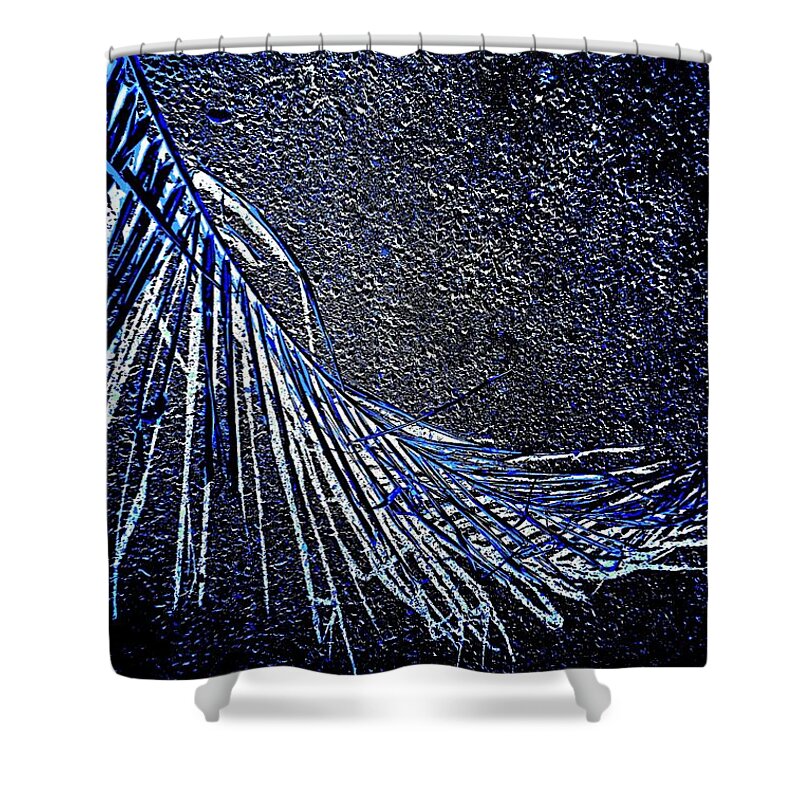 Palm Frond Shower Curtain featuring the photograph Graceful Frond in Blue by VIVA Anderson