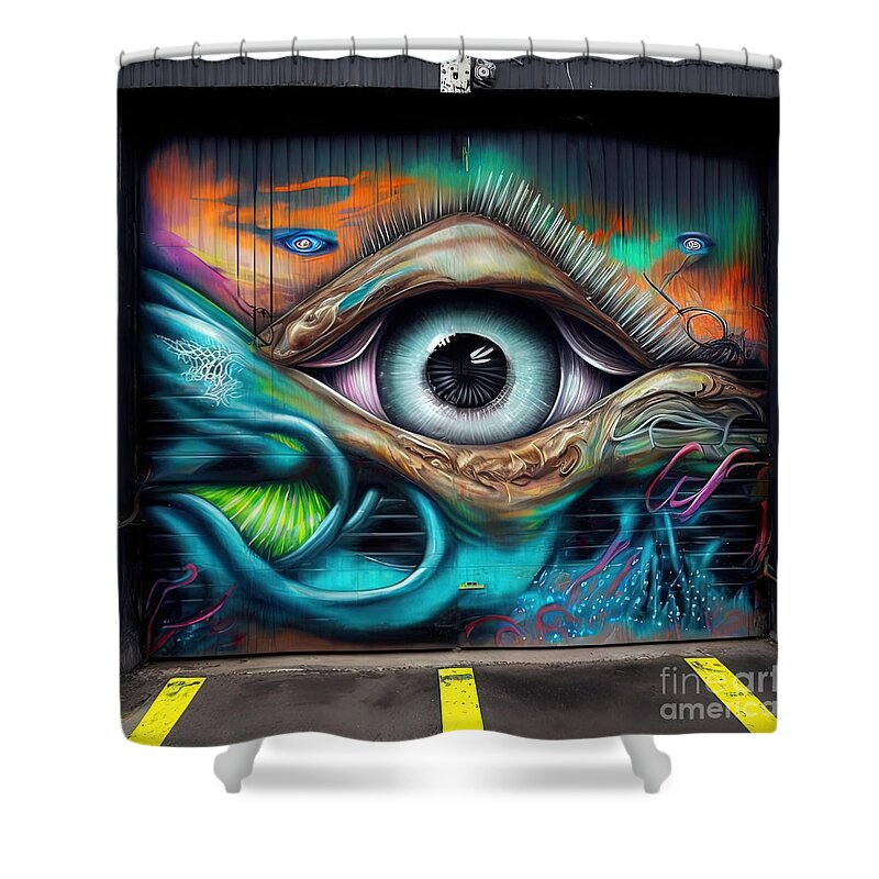 Graffiti Shower Curtain featuring the digital art Graffiti Design Series 1117-a by Carlos Diaz