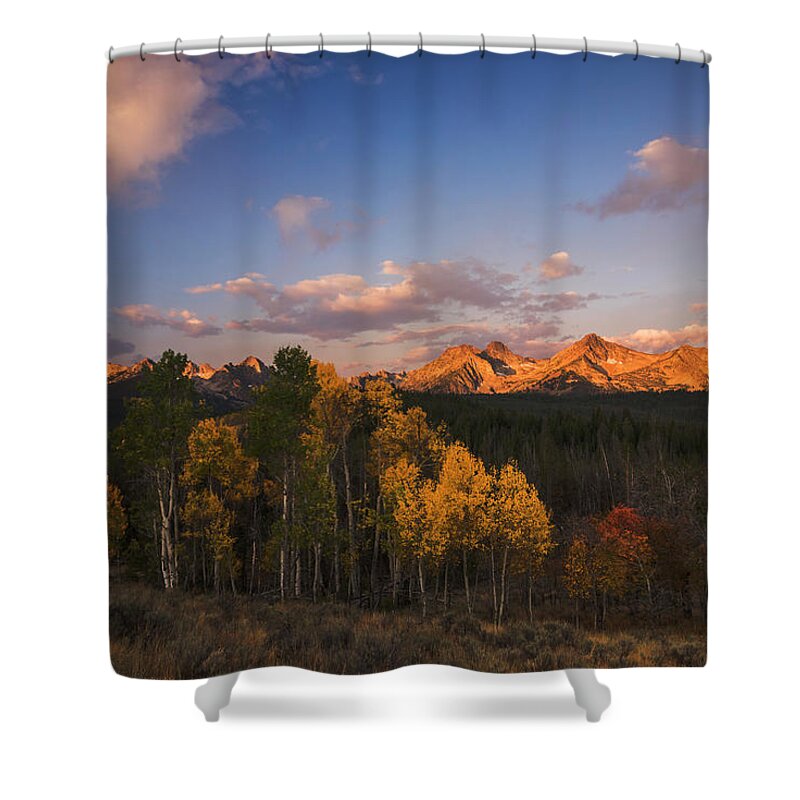 Idaho Shower Curtain featuring the photograph Grand autumn along Sawtooths by Vishwanath Bhat