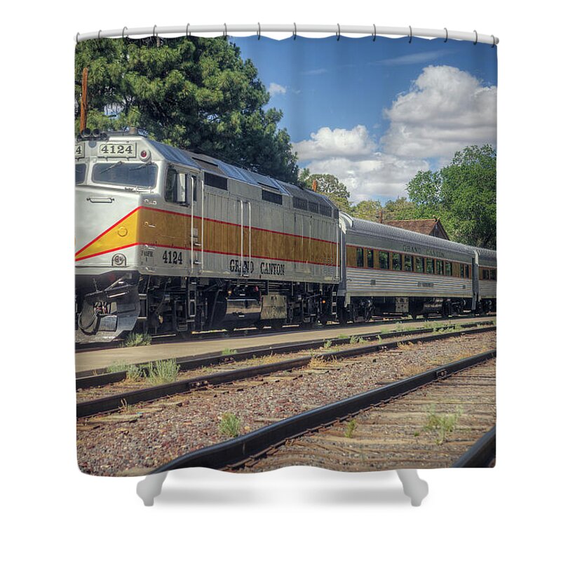 Locomotive Shower Curtain featuring the photograph Grand Canyon Station by Ray Devlin