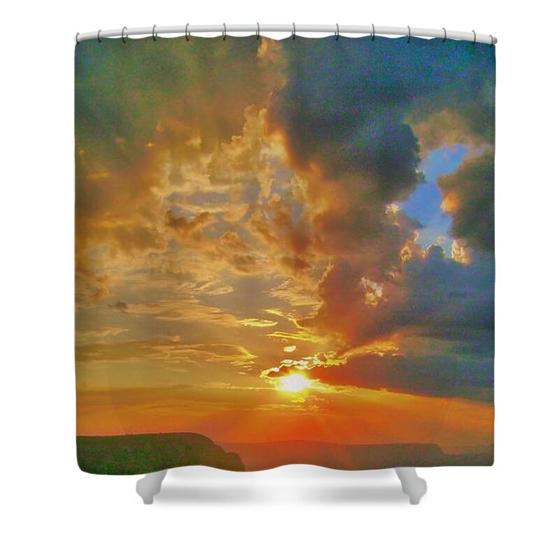 Sunrise Shower Curtain featuring the digital art Grand Sunrise by Barkley Simpson