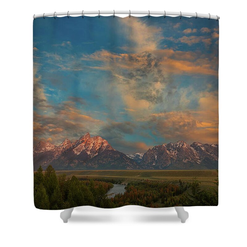 Tetons Shower Curtain featuring the photograph Grand Teton Cloudscape by Jon Glaser