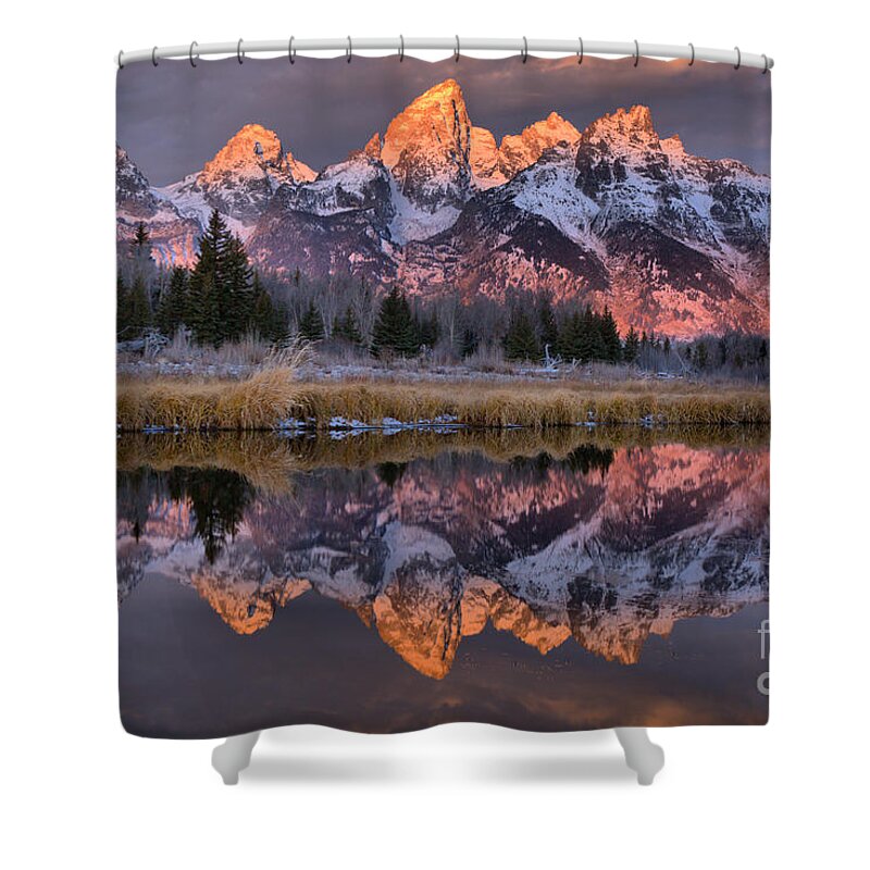 Grans Shower Curtain featuring the photograph Grand Teton Metallic Rainbow by Adam Jewell