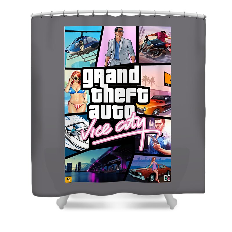 Grand Theft Vice City GTA V GTA IV Shower Curtain by Katelyn Smith - Pixels