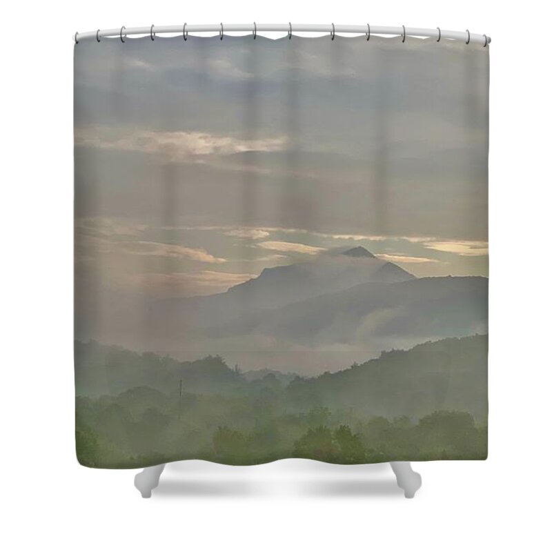  Shower Curtain featuring the photograph Grandfather Mountain in fog by Meta Gatschenberger
