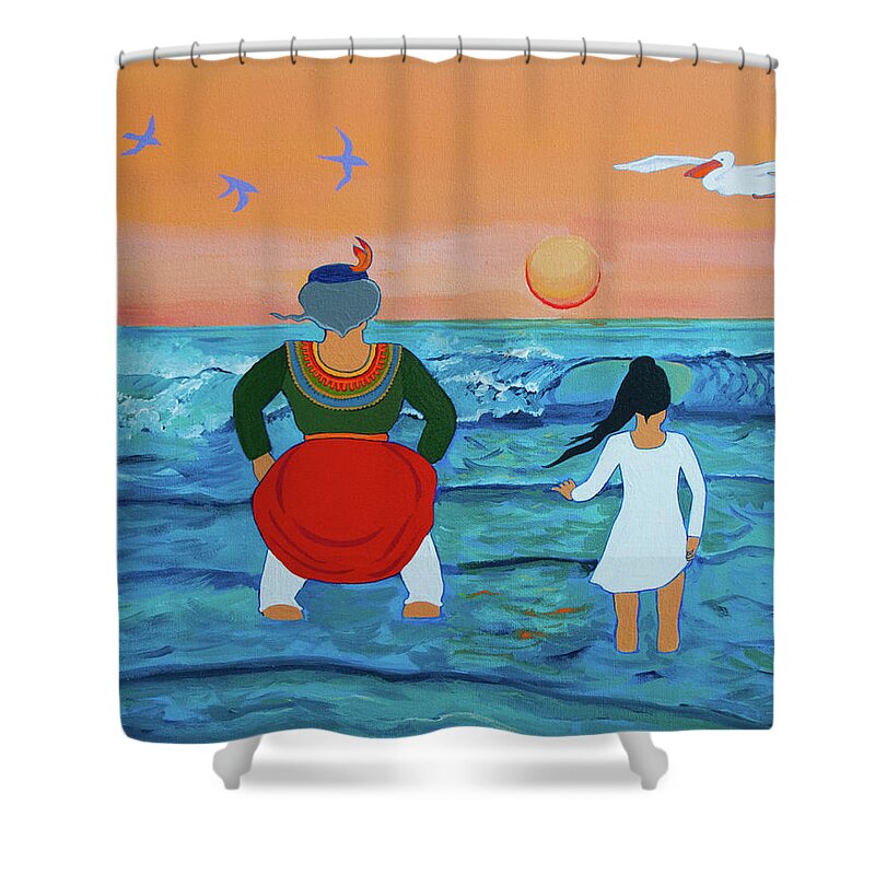 Art For Children Shower Curtain featuring the painting Grandma Serafina Illustration Page 10 by Lorena Cassady