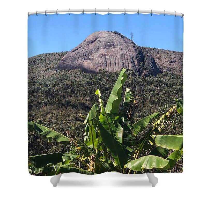 All Shower Curtain featuring the digital art Granite in a Banana Plantation KN31 by Art Inspirity