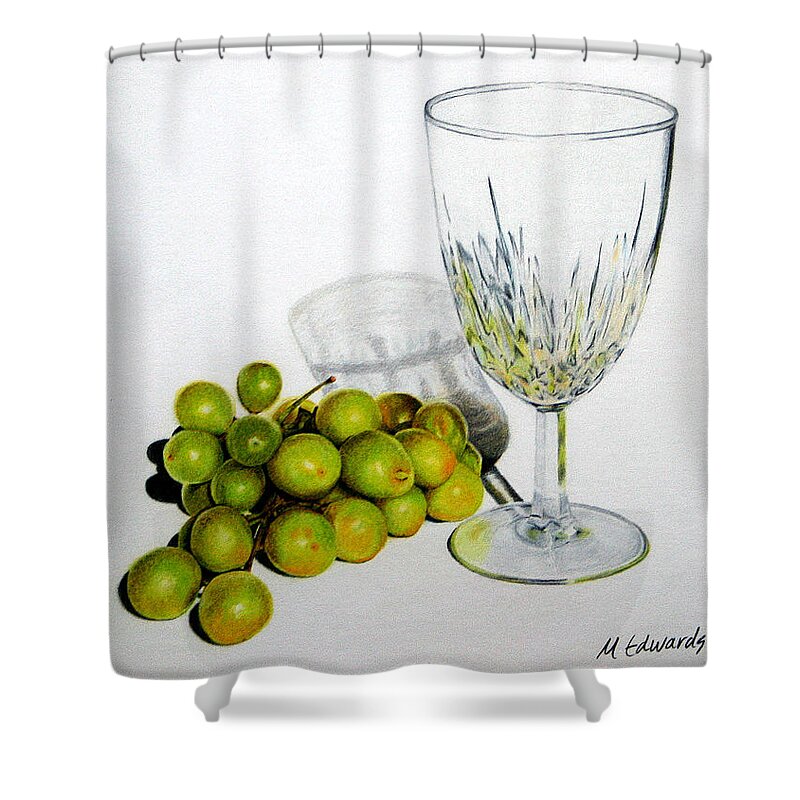 Grapes Shower Curtain featuring the drawing Grapes and Crystal by Marna Edwards Flavell