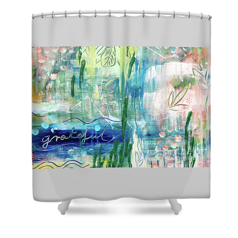 Grateful Shower Curtain featuring the painting Grateful by Claudia Schoen