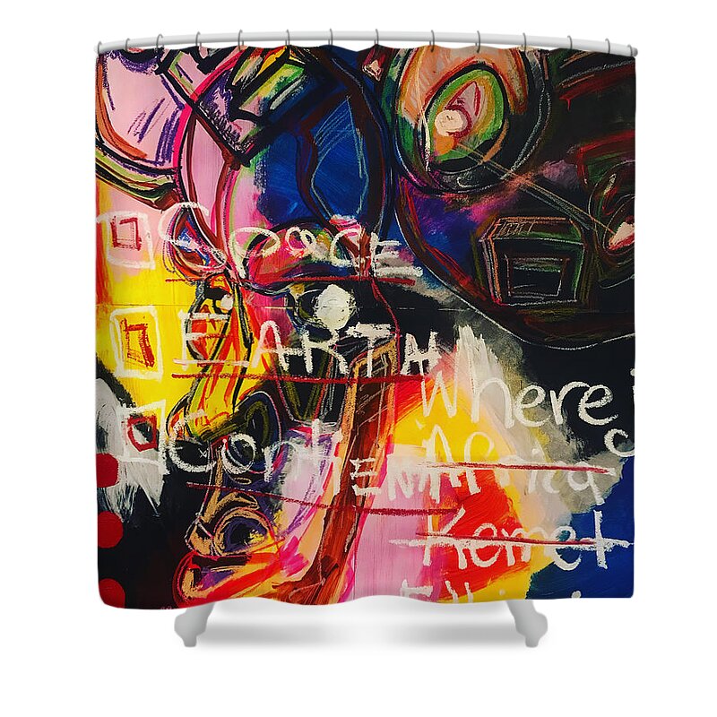 #abstractexpressionism #acrylicpainting #pastelpainting #juliusdewitthannah Shower Curtain featuring the mixed media Gratitude by Julius Hannah
