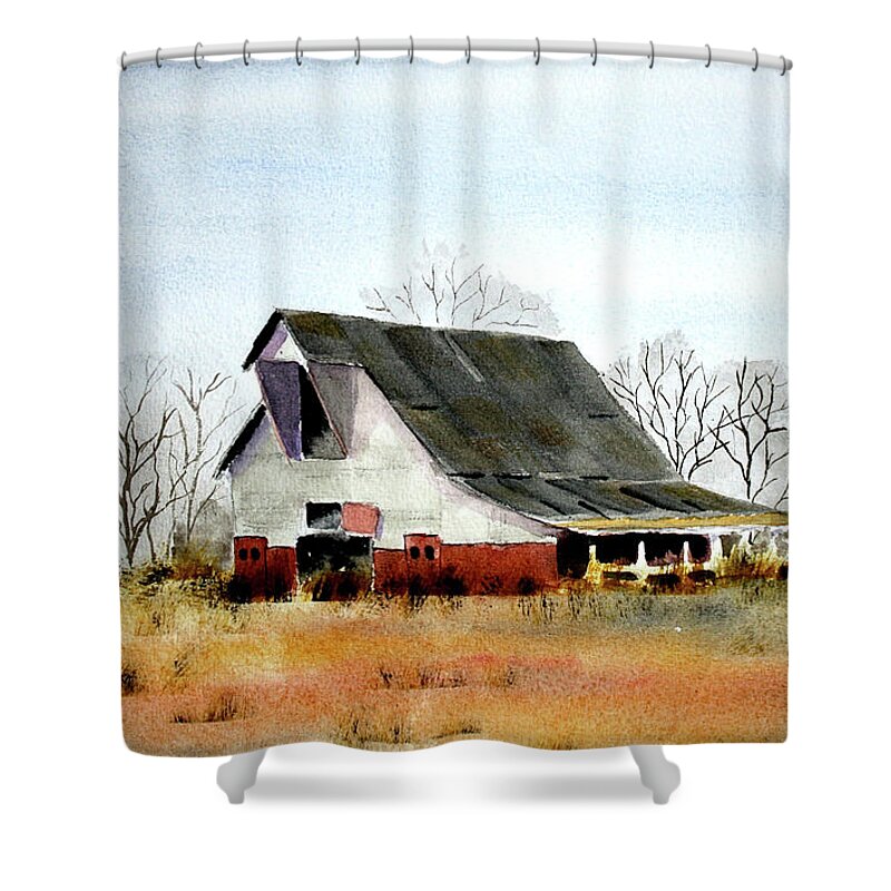 Rural Landscape Shower Curtain featuring the painting Graves Co Barn #2 by William Renzulli