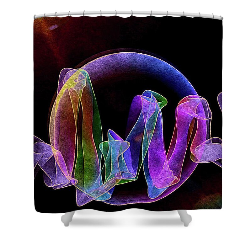 Gravitational Waves Shower Curtain featuring the digital art Gravitational Waves by Susan Maxwell Schmidt