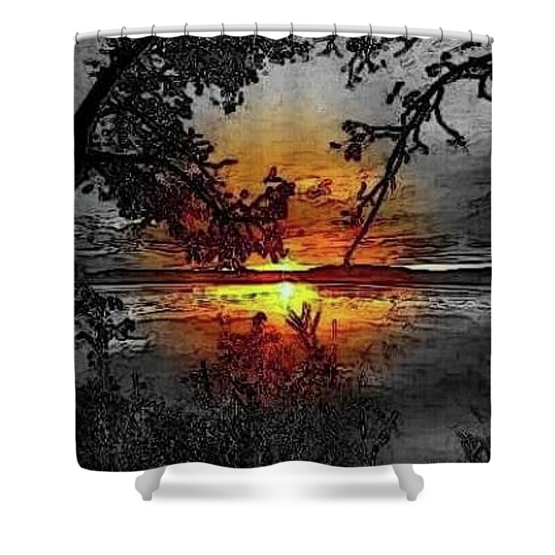 Sunset Shower Curtain featuring the painting A Last Touch Of Light by Stefan Duncan