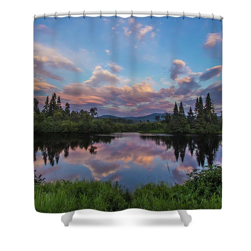 Great North Woods Sunset In New Hampshire Shower Curtain featuring the photograph Great North Woods Sunset in New Hampshire by White Mountain Images