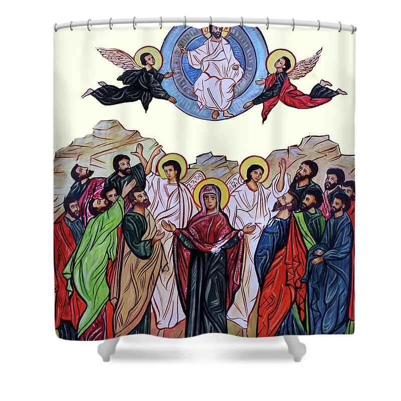 Angels Shower Curtain featuring the photograph Greek Catholic Melkite Jesus Two Angels by Munir Alawi