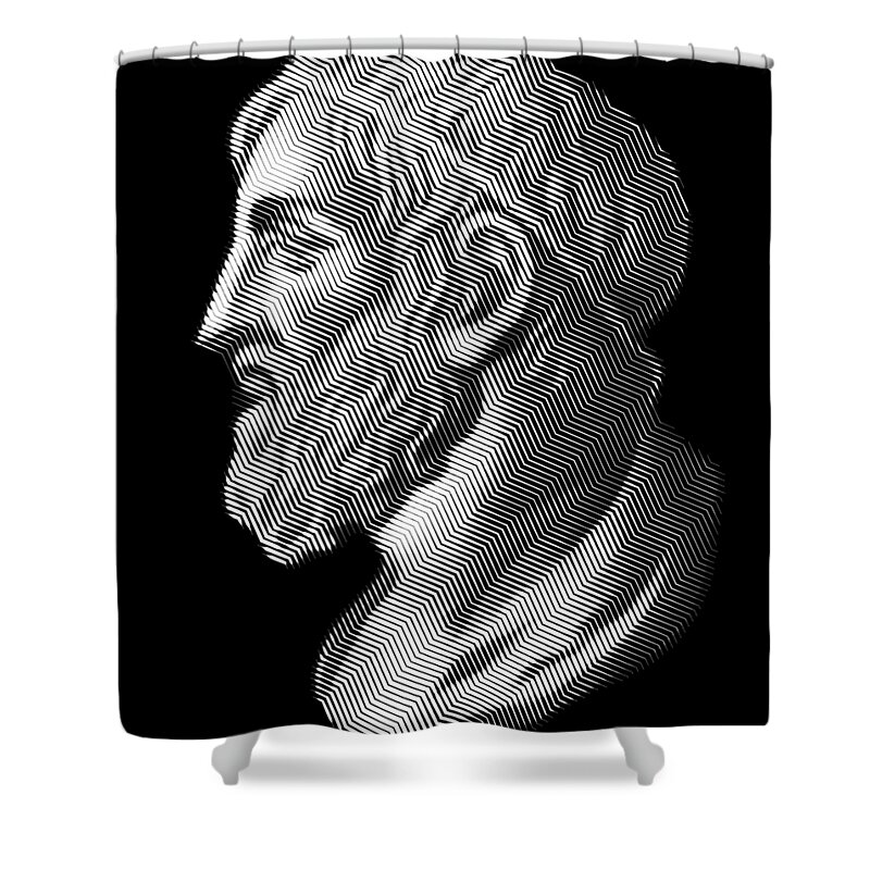 Education Shower Curtain featuring the digital art Greek mathematician, engineer and inventor Archimedes, portrait by Cu Biz